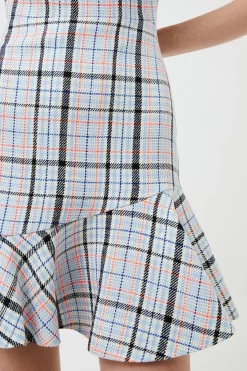 New 😉 Karen Millen Cotton Blend Check Tweed Flippy Hem Mini 👗 Dress - multi 💯 -Occasionwear Popular Store bkk00683 multi xl 2
