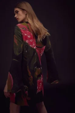 Hot Sale 🎉 Karen Millen Shadow Split Sleeve Woven Mini 👗 Dress - floral ✔️ -Occasionwear Popular Store bkk00719 floral xl 2