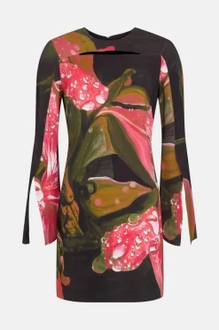 Hot Sale 🎉 Karen Millen Shadow Split Sleeve Woven Mini 👗 Dress - floral ✔️ -Occasionwear Popular Store bkk00719 floral xl 3