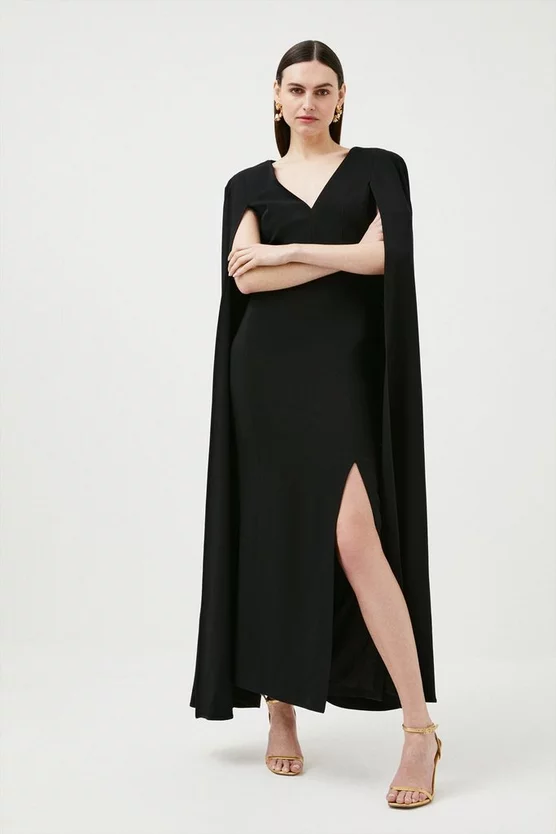 Discount 🥰 Karen Millen Compact Viscose Cape Sleeve Maxi 👗 Dress - black 👍 3 Discount 🥰 Karen Millen Compact Viscose Cape Sleeve Maxi 👗 Dress - black 👍