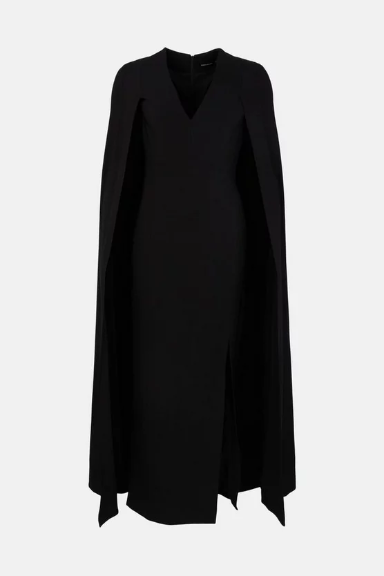 Discount 🥰 Karen Millen Compact Viscose Cape Sleeve Maxi 👗 Dress - black 👍 6 Discount 🥰 Karen Millen Compact Viscose Cape Sleeve Maxi 👗 Dress - black 👍 - Image 4