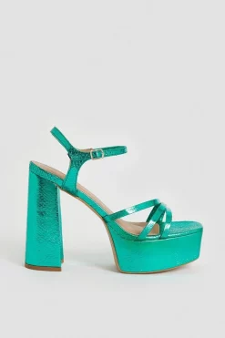 Top 10 ✔️ Karen Millen Metallic Strappy Platform 👍