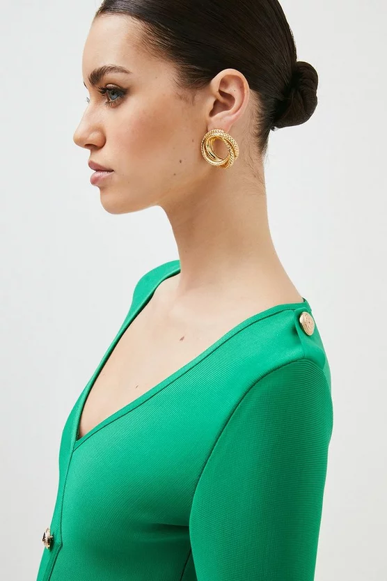 Flash Sale โค๏ธ Karen Millen Petite Bandage Knit Trimmed Wrap Front ๐ Dress - green ๐ 4 Flash Sale โค๏ธ Karen Millen Petite Bandage Knit Trimmed Wrap Front ๐ Dress - green ๐ - Image 2