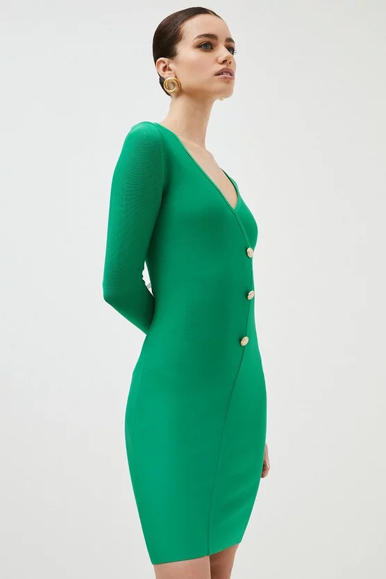 Flash Sale โค๏ธ Karen Millen Petite Bandage Knit Trimmed Wrap Front ๐ Dress - green ๐ 6 Flash Sale โค๏ธ Karen Millen Petite Bandage Knit Trimmed Wrap Front ๐ Dress - green ๐ - Image 4