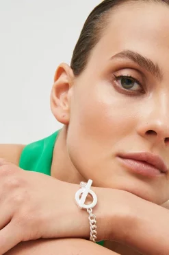 Cheap โญ Karen Millen Silver Plated T Bar Bracelet ๐