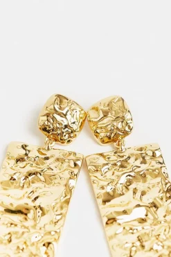 Best Pirce ❤️ Karen Millen Gold Plated Rectangular Statement Earrings ✨ 10 Best Pirce ❤️ Karen Millen Gold Plated Rectangular Statement Earrings ✨ -Occasionwear Popular Store bkk00856 gold xl 3