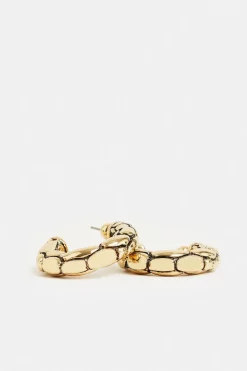 Budget 🧨 Karen Millen Gold Plated Croc Hoops 😍 -Occasionwear Popular Store bkk00865 gold xl 2