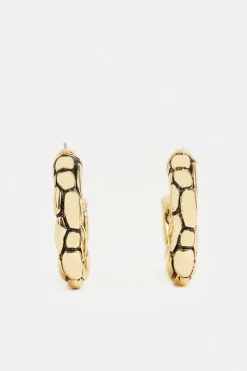 Budget 🧨 Karen Millen Gold Plated Croc Hoops 😍 -Occasionwear Popular Store bkk00865 gold xl 3