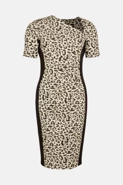 Promo 🎉 Karen Millen Jacquard Leopard Ponte Panelled Midi 👗 Dress - black 🌟 -Occasionwear Popular Store bkk00892 black xl 3
