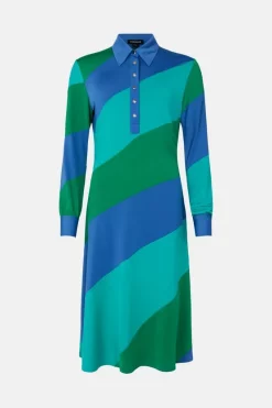 Hot Sale 👏 Karen Millen Collared Striped Colour Block Jersey 👗 Dress 🤩 -Occasionwear Popular Store bkk00895 green xl 3