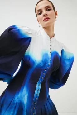 Outlet 👏 Karen Millen Nicolas Hughes Scenic Skyline Pintuck Mini - blue ⌛ -Occasionwear Popular Store bkk00902 blue xl 2