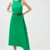 Promo 🥰 Karen Millen Compact Stretch Viscose Asymmetric Drape Midaxi 👗 Dress 💯 -Occasionwear Popular Store bkk00942 green xl