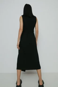 Best deal 🌟 Karen Millen Compact Stretch Viscose Sleeveless Tux Midi 👗 Dress 🎉 -Occasionwear Popular Store bkk00944 black xl 2