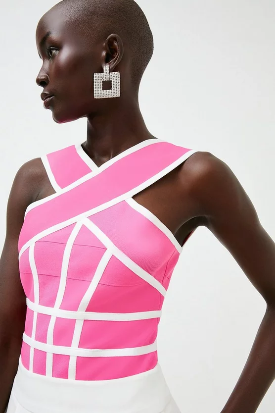 Cheap ๐ Karen Millen Bandage Knit Contrast Cross Front Top โค๏ธ 3 Cheap ๐ Karen Millen Bandage Knit Contrast Cross Front Top โค๏ธ