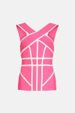 Cheap ๐ Karen Millen Bandage Knit Contrast Cross Front Top โค๏ธ 10 Cheap ๐ Karen Millen Bandage Knit Contrast Cross Front Top โค๏ธ -Occasionwear Popular Store bkk00987 fuchsia xl 3