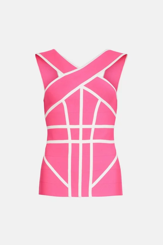 Cheap ๐ Karen Millen Bandage Knit Contrast Cross Front Top โค๏ธ 6 Cheap ๐ Karen Millen Bandage Knit Contrast Cross Front Top โค๏ธ - Image 4