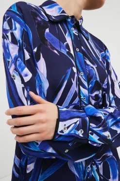 Best deal 👏 Karen Millen Midnight Chaos Woven Tunic 🌟 -Occasionwear Popular Store bkk01053 blue xl 2