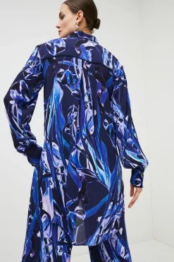 Best deal 👏 Karen Millen Midnight Chaos Woven Tunic 🌟 -Occasionwear Popular Store bkk01053 blue xl 4