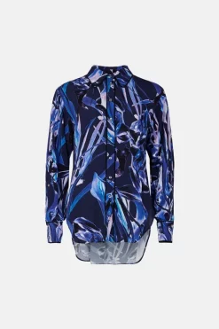 Best deal 👏 Karen Millen Midnight Chaos Woven Tunic 🌟 -Occasionwear Popular Store bkk01053 blue xl 5