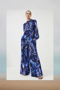 Best reviews of 💯 Karen Millen Midnight Chaos Palazzo Woven Trouser ✔️