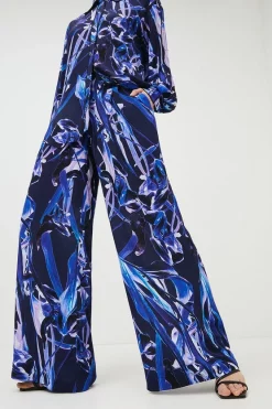 Best reviews of 💯 Karen Millen Midnight Chaos Palazzo Woven Trouser ✔️ -Occasionwear Popular Store bkk01055 blue xl 2