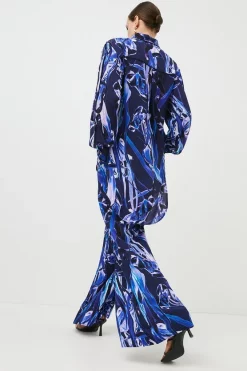 Best reviews of 💯 Karen Millen Midnight Chaos Palazzo Woven Trouser ✔️ -Occasionwear Popular Store bkk01055 blue xl 4