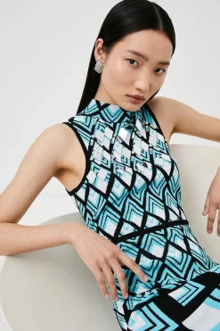 Budget 😀 Karen Millen Embellished Diamond Geo Knitted Jumpsuit - blue 👏 10 Budget 😀 Karen Millen Embellished Diamond Geo Knitted Jumpsuit - blue 👏 -Occasionwear Popular Store bkk01083 blue xl 2