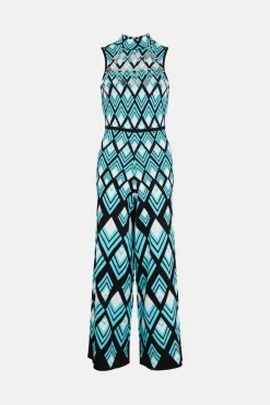 Budget 😀 Karen Millen Embellished Diamond Geo Knitted Jumpsuit - blue 👏 11 Budget 😀 Karen Millen Embellished Diamond Geo Knitted Jumpsuit - blue 👏 -Occasionwear Popular Store bkk01083 blue xl 3