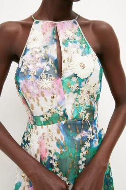 Outlet ๐ Karen Millen Abstract Print Applique Detail Halter ๐ Dress - ivory ๐ 10 Outlet ๐ Karen Millen Abstract Print Applique Detail Halter ๐ Dress - ivory ๐ -Occasionwear Popular Store bkk01192 ivory xl 2