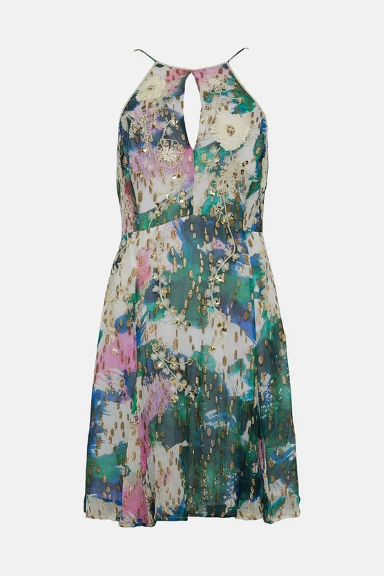 Outlet ๐ Karen Millen Abstract Print Applique Detail Halter ๐ Dress - ivory ๐ 6 Outlet ๐ Karen Millen Abstract Print Applique Detail Halter ๐ Dress - ivory ๐ - Image 4