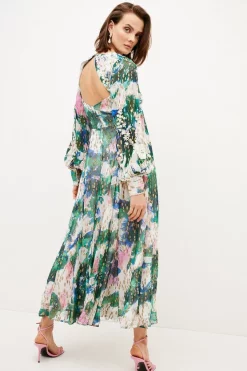 New ✨ Karen Millen Abstract Print & Applique Detail Woven Maxi - ivory 🤩 -Occasionwear Popular Store bkk01196 ivory xl 4