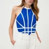 Cheapest 🥰 Karen Millen Bandage Knit Contrast Halter Top 😀 -Occasionwear Popular Store bkk01214 cobalt xl