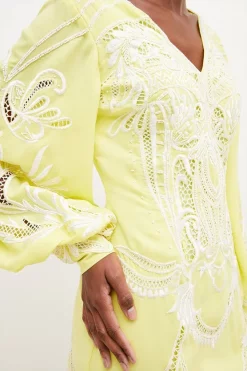 Best reviews of ✔️ Karen Millen Cutwork Beaded Drama Sleeve Woven Mini 👗 Dress - lime 👍 -Occasionwear Popular Store bkk01230 lime xl 1
