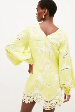 Best reviews of ✔️ Karen Millen Cutwork Beaded Drama Sleeve Woven Mini 👗 Dress - lime 👍 -Occasionwear Popular Store bkk01230 lime xl 2