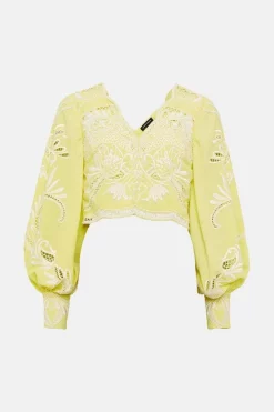 Cheap ๐ Karen Millen Cutwork Beaded Drama Sleeve Woven Top - lime โค๏ธ 10 Cheap ๐ Karen Millen Cutwork Beaded Drama Sleeve Woven Top - lime โค๏ธ -Occasionwear Popular Store bkk01234 lime xl 3
