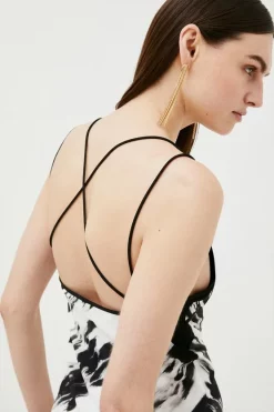 Best Pirce ⌛ Karen Millen Abstract Viscose Crepe Slip 👗 Dress - mono 🎉 -Occasionwear Popular Store bkk01252 mono xl 1