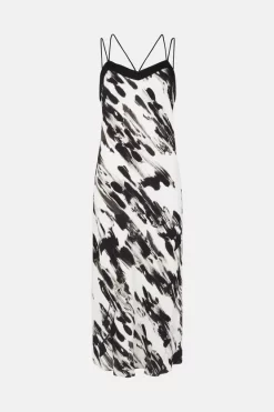 Best Pirce ⌛ Karen Millen Abstract Viscose Crepe Slip 👗 Dress - mono 🎉 -Occasionwear Popular Store bkk01252 mono xl 3