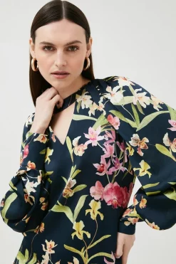 Cheap ❤️ Karen Millen Floral Print Tie Detail Woven Shift 👗 Dress 😉 -Occasionwear Popular Store bkk01266 floral xl 1