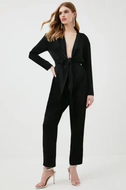 Top 10 โจ Karen Millen Satin Crepe Tie Front Jumpsuit ๐ฅ