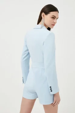 Hot Sale 🎉 Karen Millen City Stretch Tux Wrap Playsuit - pale blue 💯 -Occasionwear Popular Store bkk01307 pale20blue xl 2