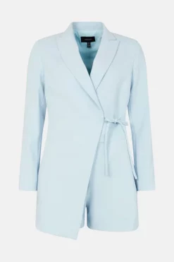 Hot Sale 🎉 Karen Millen City Stretch Tux Wrap Playsuit - pale blue 💯 -Occasionwear Popular Store bkk01307 pale20blue xl 3