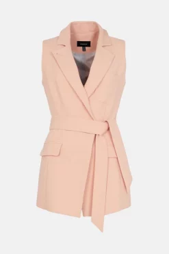 New ✔️ Karen Millen Compact Stretch Belted Sleeveless Jacket - blush 😀 -Occasionwear Popular Store bkk01314 blush xl 3