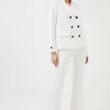 Wholesale 👍 Karen Millen Compact Stretch Button Detail Flared Trousers - ivory 💯