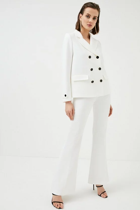 Wholesale π Karen Millen Compact Stretch Button Detail Flared Trousers - ivory π― 3 Wholesale π Karen Millen Compact Stretch Button Detail Flared Trousers - ivory π―