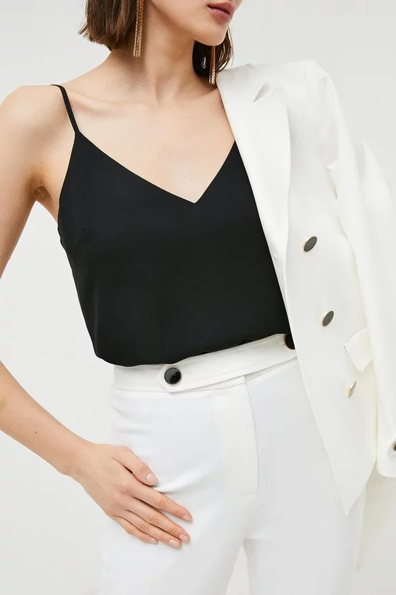 Wholesale π Karen Millen Compact Stretch Button Detail Flared Trousers - ivory π― 4 Wholesale π Karen Millen Compact Stretch Button Detail Flared Trousers - ivory π― - Image 2