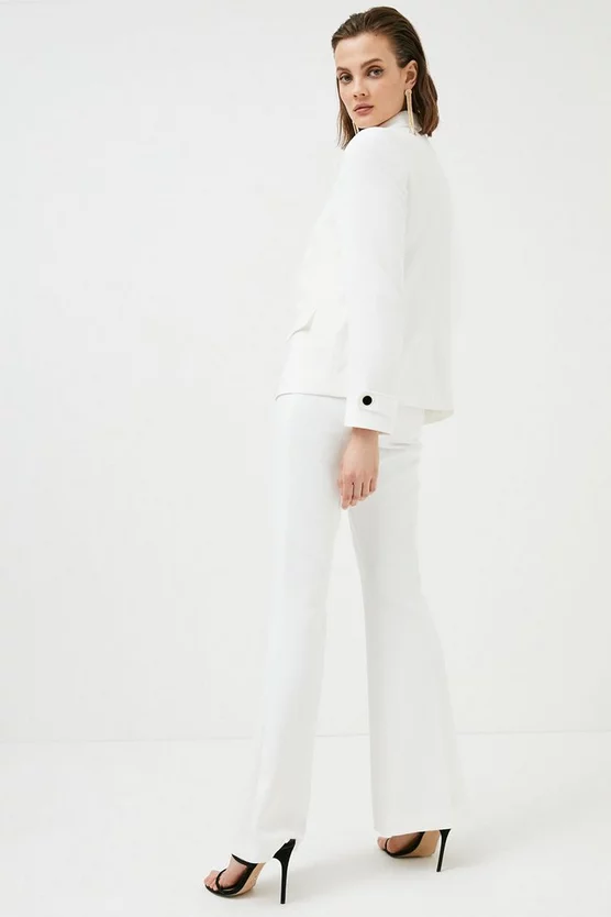 Wholesale π Karen Millen Compact Stretch Button Detail Flared Trousers - ivory π― 5 Wholesale π Karen Millen Compact Stretch Button Detail Flared Trousers - ivory π― - Image 3