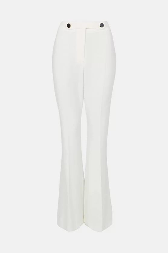 Wholesale π Karen Millen Compact Stretch Button Detail Flared Trousers - ivory π― 6 Wholesale π Karen Millen Compact Stretch Button Detail Flared Trousers - ivory π― - Image 4