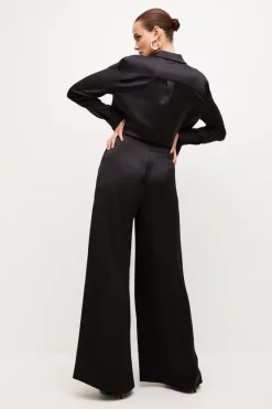 Coupon ๐ Karen Millen Satin Crepe Wide Leg High Waist Trousers ๐ 11 Coupon ๐ Karen Millen Satin Crepe Wide Leg High Waist Trousers ๐ -Occasionwear Popular Store bkk01349 black xl 2