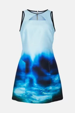 Cheapest 😀 Karen Millen Cosmo Print Woven Cut Out Mini Prom 👗 Dress - blue 💯 -Occasionwear Popular Store bkk01424 blue xl 3