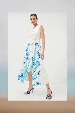 Best Sale ✨ Karen Millen Chaos Woven Soft Tailored Waterfall 👗 Dress - white ✔️